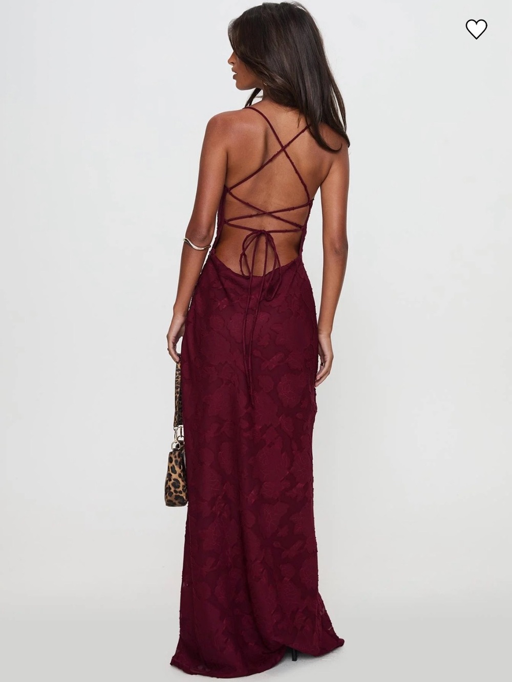 Princess Polly Burgundy Lace Maxi Dress with Spaghetti Straps - Picture 2 of 5